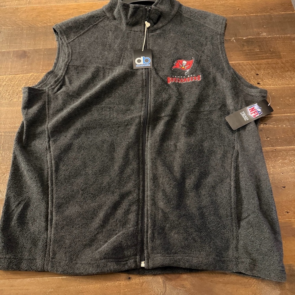 Dunbrooke Charcoal Fleece Vest with NFL Tampa Bay Buccaneers Logo
